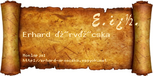 Erhard Árvácska névjegykártya